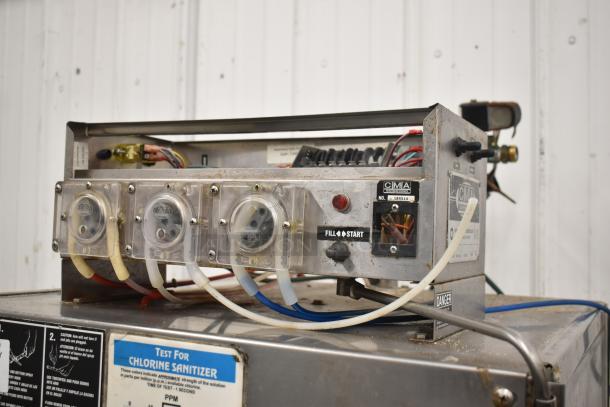 CMA EAH-2 Commercial Dishwasher, 120V, 1 Phase, stainless steel, visible control panel, fill/start button.