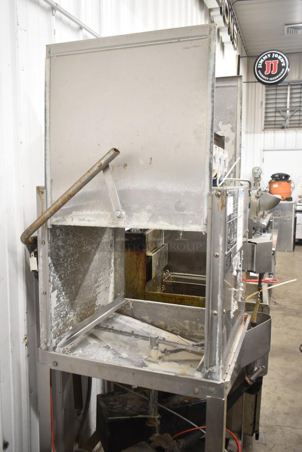 CMA EAH-2 Commercial Dishwasher, straight pass through, 120V, 1 phase, visible wear, stainless steel, industrial use.