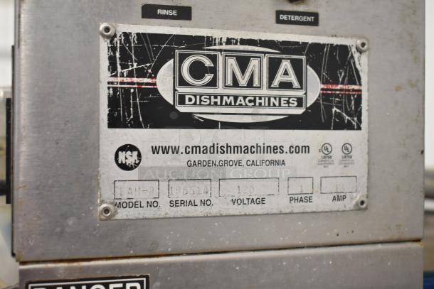 CMA EAH-2 commercial dishwasher, 120 volts, 1 phase, visible label with condition wear, Garden Grove, CA.