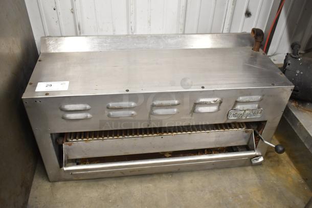 Imperial Commercial Gas Cheese Melter, stainless steel, used condition, Imperial logo, suitable for large-scale food prep.