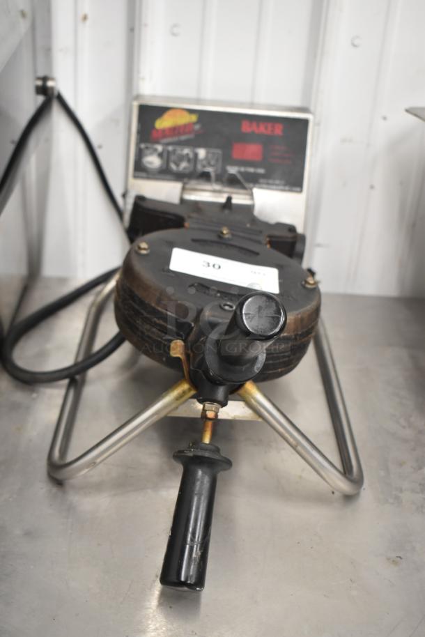 Commercial countertop waffle maker, model RT-P. Features 120 volts, 1 phase power. Good condition with visible control panel.
