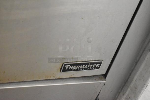 Therma-tek TMD36-6-1N commercial range tag, showing model with visible wear.