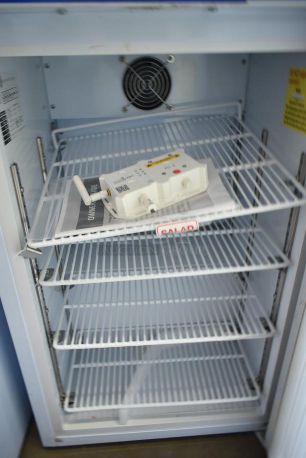 ABS ABT-UCFS-0204 commercial undercounter cooler, 2.5 cu.ft., single door, 115V, with shelves and fan visible inside.