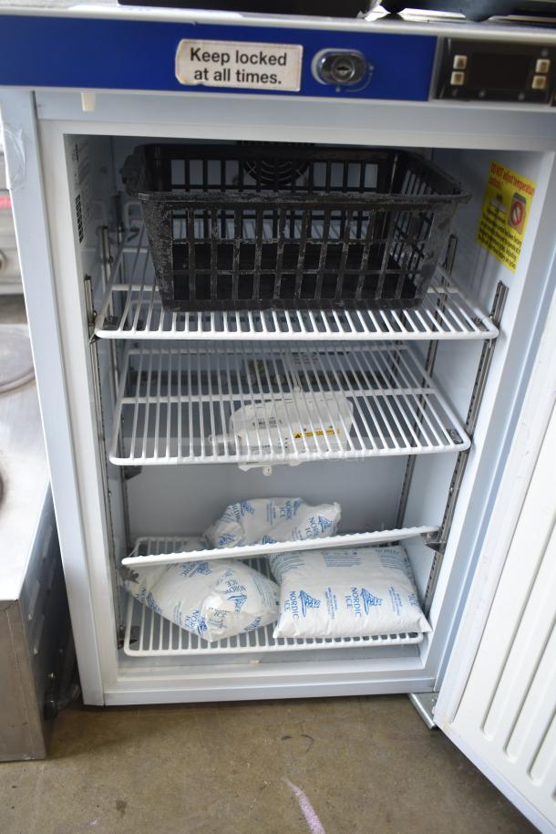 ABS ABT-UCFS-0204 undercounter cooler, 2.5 cu.ft., single door, shelves with ice packs, "Keep locked" sign, 115V, 1 phase.