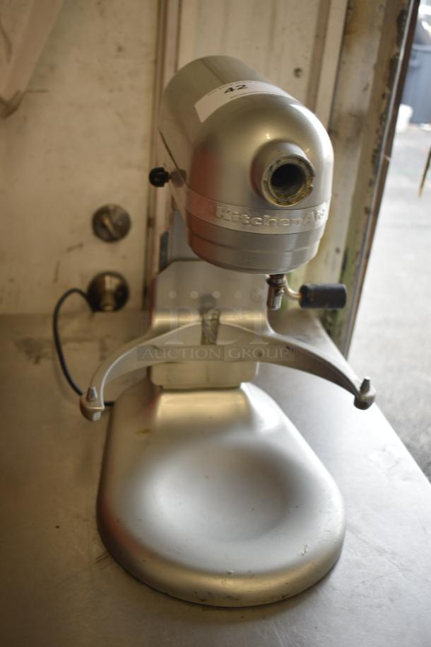 KitchenAid KF26M22SR Countertop 6 Quart Planetary Dough Mixer, silver, 120V, 1 Phase, showing minor wear.
