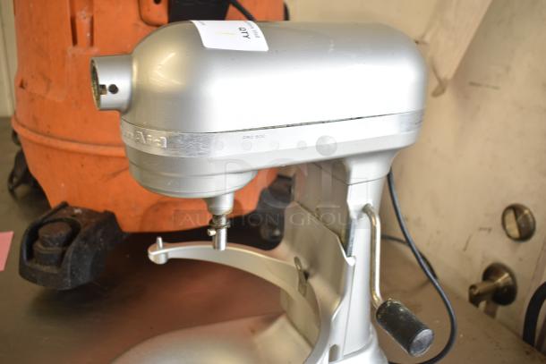 KitchenAid KF26M22SR countertop dough mixer, 6-quart, 120V, 1 phase, silver, visible wear, "Pro 600" marking.