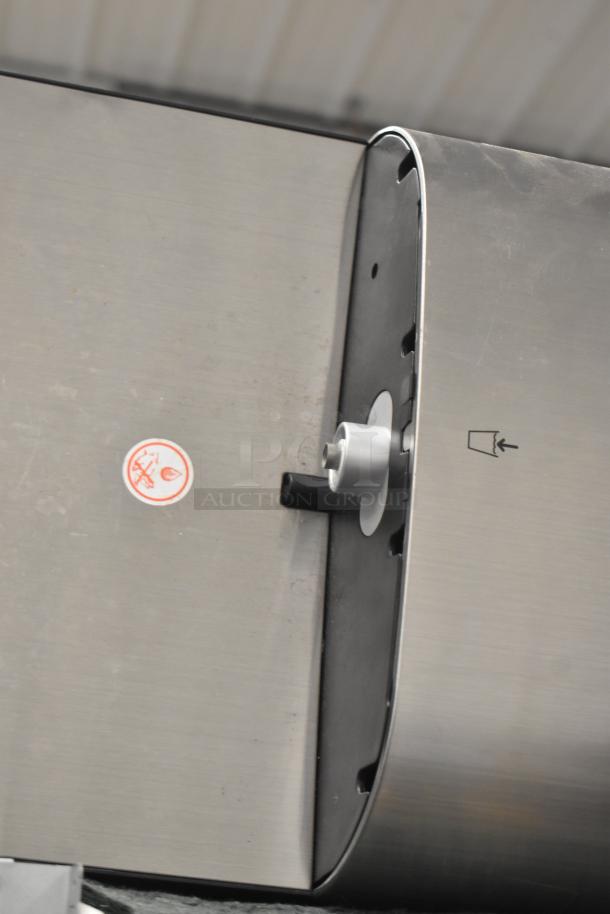 Avalon A25 bottleless water dispenser, 115V, 1 phase, stainless steel, side view. Minor wear, power symbol visible.