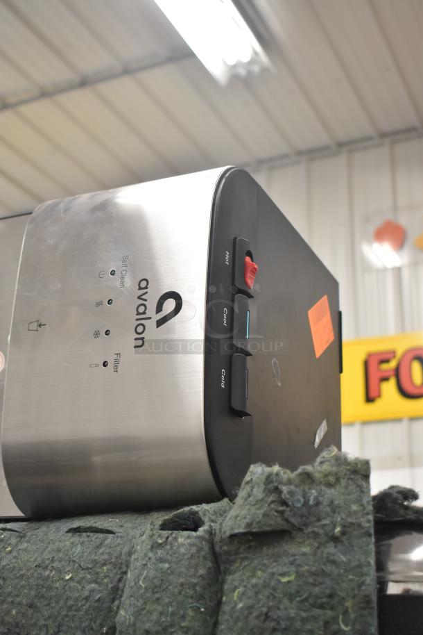 Avalon A25 Bottleless Water Dispenser, stainless steel, 115V, 1 phase, with buttons for hot, cool, and cold water.