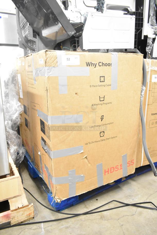 2 new Honeywell HDS18SS dishwashers in boxes, 8 place settings, 6 wash programs, Energy Star. Some box dents visible.