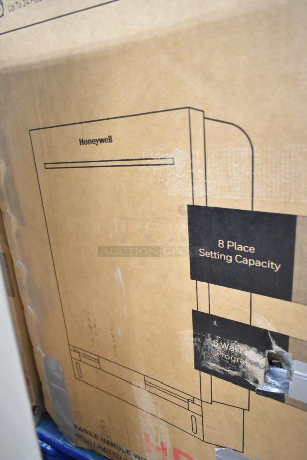 Brand new Honeywell HDS18SS dishwasher box, 8 place settings, 6 wash programs, stainless steel, UL/Energy Star rated.