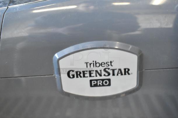 Tribest GS-P502 GreenStar Pro vegetable juicer, 120V, 1 phase. Close-up showing brand label in good condition.
