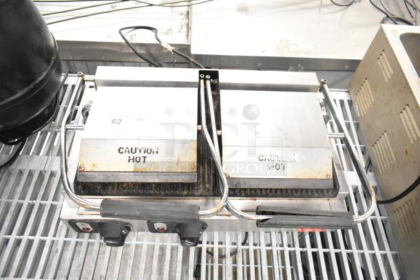 Vollrath TSI8002 Commercial Double Panini Press, model 40796, 220V, 1 Phase, "Caution Hot" labels, used condition.