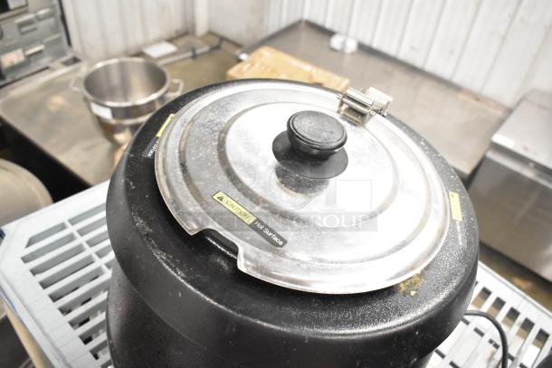 2 Glenray Commercial Soup Kettles; countertop warmers, 120 volts, 1 phase, "Caution Hot Surface" label visible.