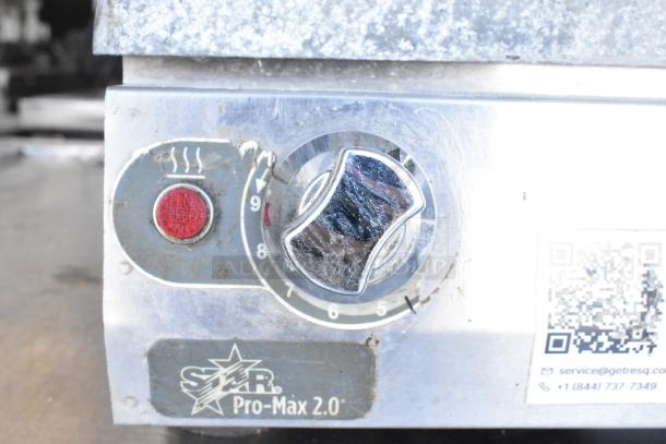 Star PGT14 Panini Press, 120V, 1 Phase, Pro-Max 2.0 label, metal control knob, red indicator light, used condition.