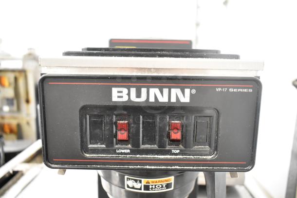 2017 Bunn VP17-2 Commercial Coffee Machine, 2 burners, 120V, 1 phase, countertop model, with indicator lights.