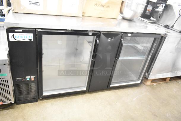 Avantco 178UBB3GHC 2-door back bar cooler, glass doors, 115V, excellent condition, visible Avantco logo.