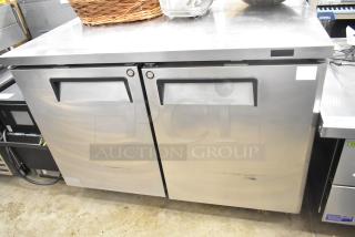 Turbo Air MUR-48-N commercial 2-door undercounter cooler with casters, 115V, stainless steel, used condition.