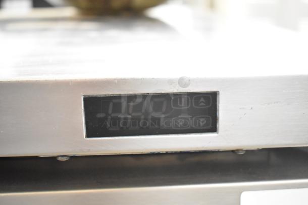Turbo Air MUR-48-N undercounter cooler control display. Model features a digital temperature gauge.