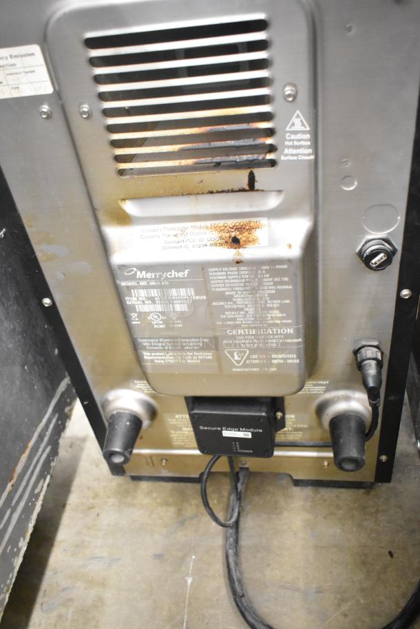 Merrychef eikon e2s ventless countertop oven, 2022 model, 208/240V, 1 phase. Shows usage marks and certification labels.