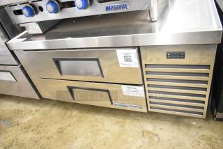 True TRCB-48-HC commercial 2-drawer chef base with stainless steel exterior, digital display, on casters, 115V, 1 phase.