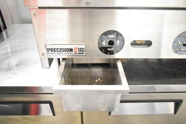 Precision HD HDTG-36 flat top griddle, natural gas, thermostatic controls, stainless steel, visible control dials.