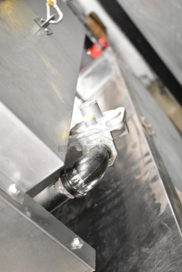 Precision HD HDTG-36 gas griddle close-up showing connection fittings and shiny metal surface.