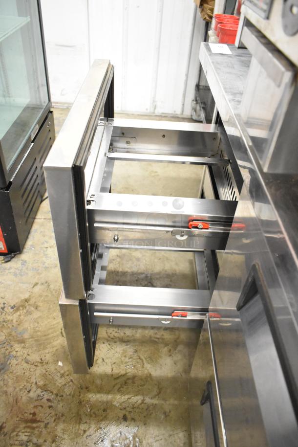 Turbo Air TUR-72SD-D6-N commercial cooler with six stainless steel drawers, open, 115V, 1 phase, shows clean interior.