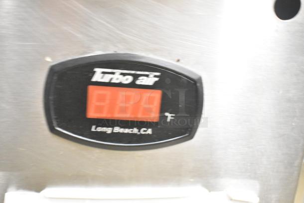 Turbo Air TCBE-36SDR-N6 commercial chef base with 2 drawers and casters. Features temperature display, excellent condition.