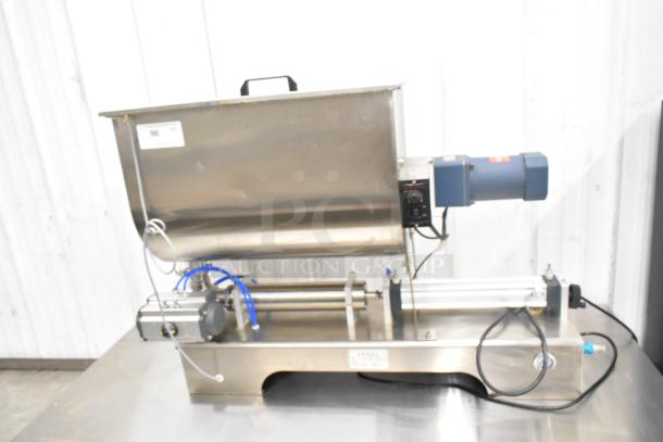 G1WG Countertop Quantitative Filling Machine with foot pedal, stainless steel, good condition, model G1WG, visible control panel.