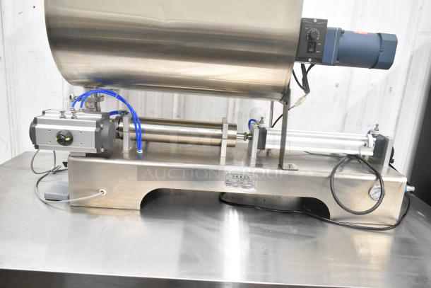 G1WG countertop quantitative filling machine with food pedal, stainless steel, excellent condition, model G1WG.