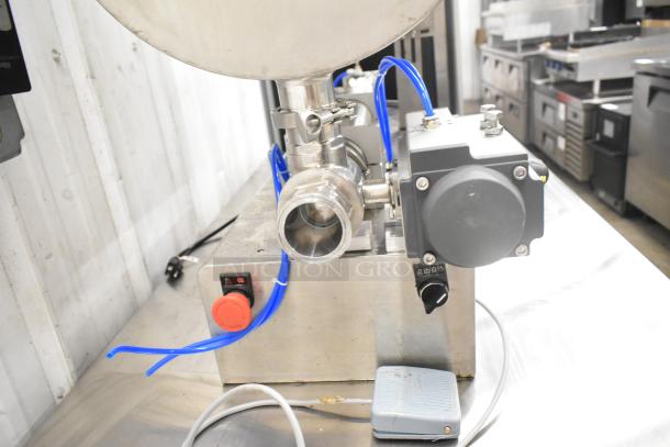G1WG Countertop Quantitative Filling Machine with foot pedal, stainless steel construction, good condition, visible controls and hoses.