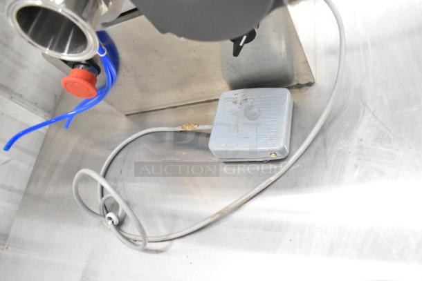 G1WG Countertop Quantitative Filling Machine with food pedal, visible tubing and connectors, slight wear marks.