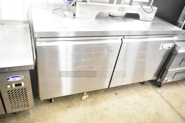 Avantco 178SSUC60RHC commercial undercounter cooler, 2-door, stainless steel, 115V, on wheels, good condition.