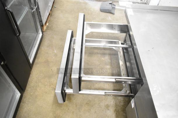 2019 Atosa MGF8453GR Commercial Chef Base, 4 drawers, stainless steel, on casters, 115V, 1 phase, open drawers visible.
