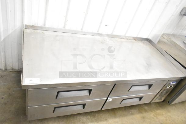 2019 Atosa MGF8453GR 4-drawer chef base with casters, stainless steel, 115V, 1 phase, excellent condition.