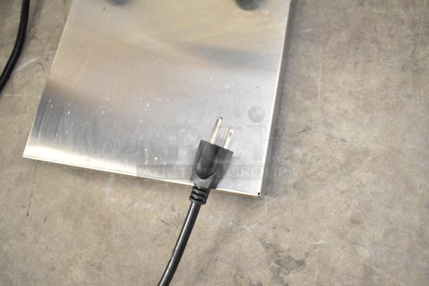 2022 Bunn CW15-APS coffee brewer plug on countertop. Stainless steel finish, 120V, 1 phase. Appears lightly used.