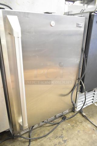 General Electric GE Monogram undercounter cooler, single door, stainless steel, 115 volts, 1 phase, slight surface wear.