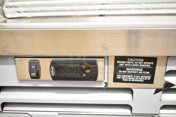2022 Krowne FMC24-BS-L Commercial Underbar Freezer/Mug Froster control panel. Features on/off switch, digital display, caution labels.
