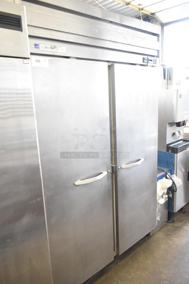 Beverage Air ER48-1AS commercial 2-door reach-in cooler, stainless steel, 115V, 1 phase, visible surface wear.