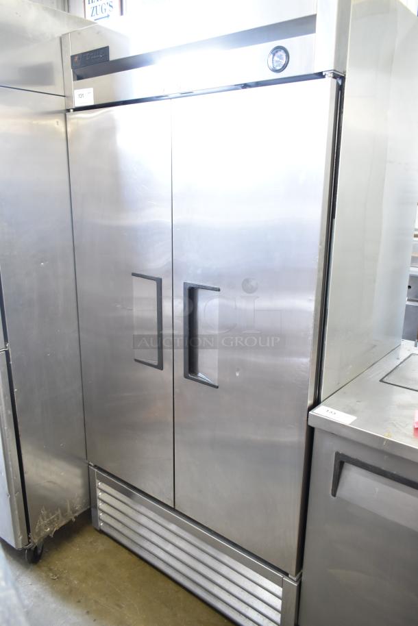 True T-35 Commercial 2 Door Reach In Cooler, stainless steel, 115 volts, 1 phase, model T-35, used condition.