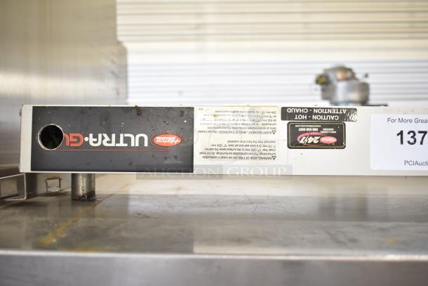 Hatco Ultra Glo Commercial Heat Strip, white with branding and caution labels, used condition, model and specs visible.