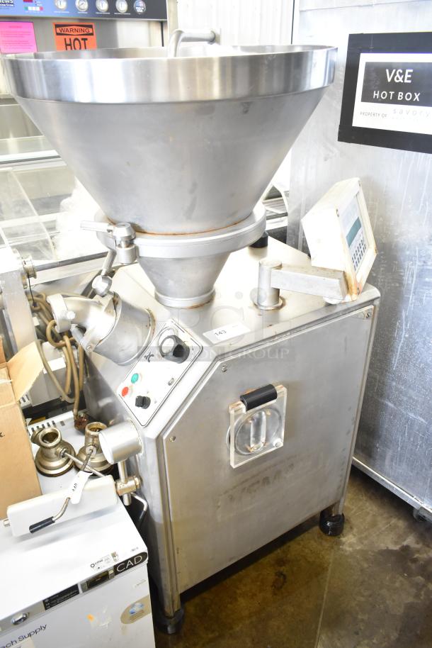 Vemag Commercial Vacuum Stuffer with PC 878 Control Panel, stainless steel, 208/240V, floor style, used condition.
