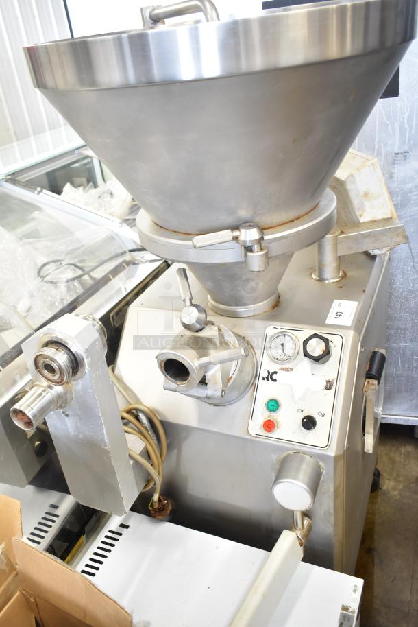 Vemag Commercial Vacuum Stuffer, Floor Style, Model PC 878 with Operator Control Panel, 208/240V, stainless steel.