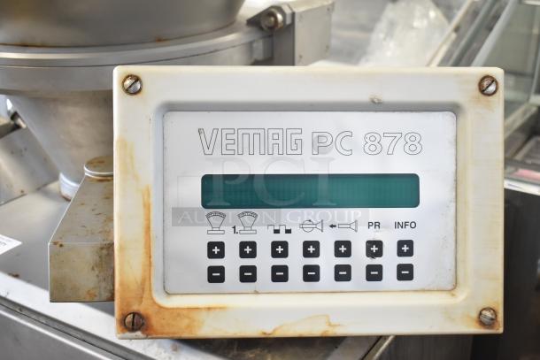 Vemag Commercial Vacuum Stuffer with PC 878 control panel, showing signs of wear, 208/240 volts.
