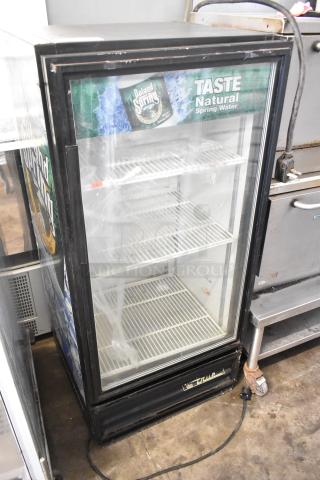 True GDM-10 Commercial Cooler Merchandiser, single door, 115V, features branded panels, used condition.