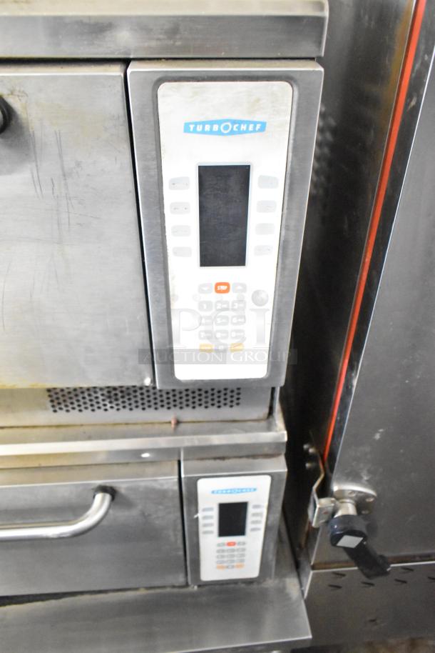 Two Turbochef NGC rapid cook ovens on a stand, electric, 208/240V, 1 phase, used condition.