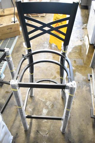 Lancaster Table & Seating black bar height chair frame, scratch and dent, brand new without cushions. Eight available.