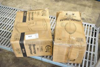 2 BRAND NEW SCRATCH AND DENT! Items Including 190HCM30WA Stainless Steel Wire Whip for 30 Qt. Bowls, 176BD3BK2 Choice 3 Gallon Black Slim Beverage / Juice Dispenser. 2 Times Your Bid!