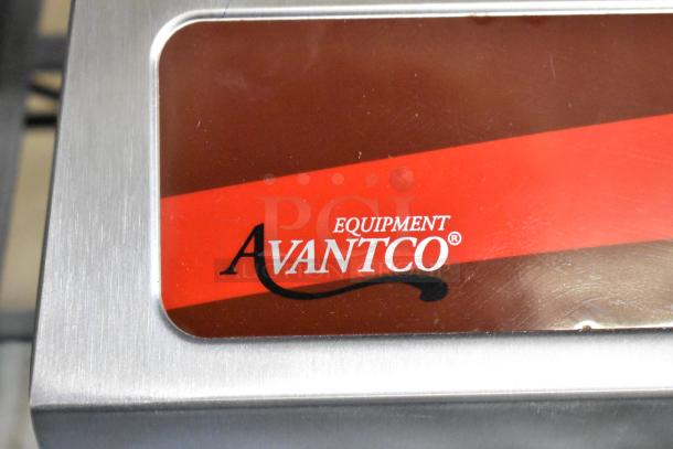 Brand new Avantco 177IC1800 countertop induction range, 120 volts, with minor scratches and dents. Brand logo visible.
