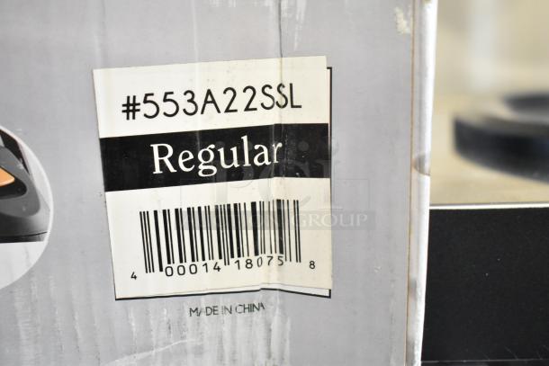 Auction image of a box with a label showing "#553A22SSL Regular"; includes barcode and "Made in China".